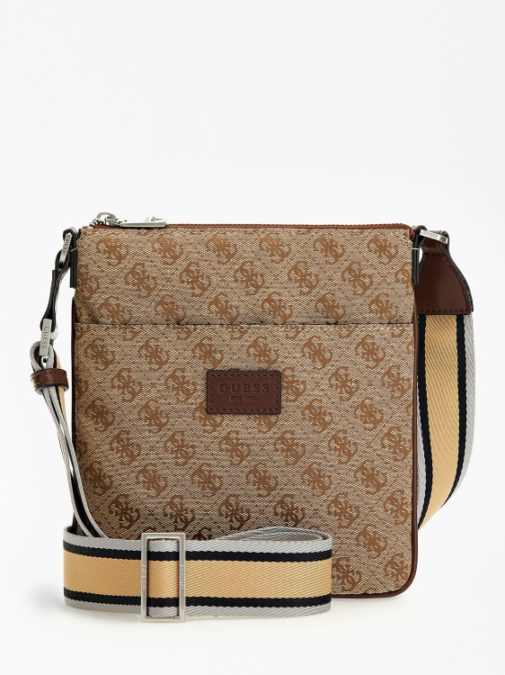 бежова чанта за кръст с лого Guess Strave 4g