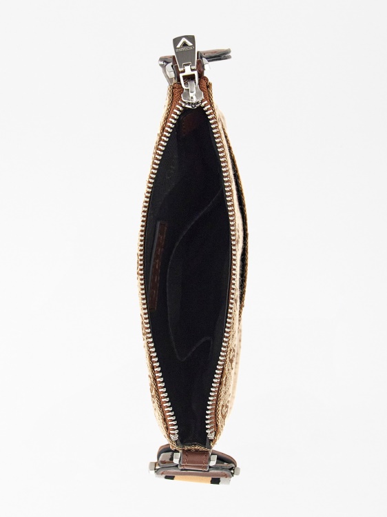 бежова чанта за кръст с лого Guess Strave 4g