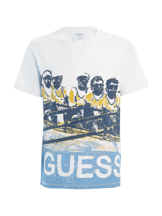 бяла тениска с макро принт Guess