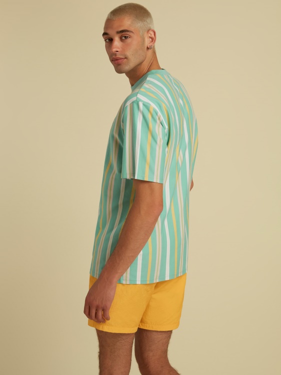 лого тениска Guess Stripe Motiv Green Multi