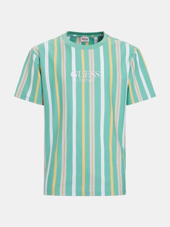 лого тениска Guess Stripe Motiv Green Multi