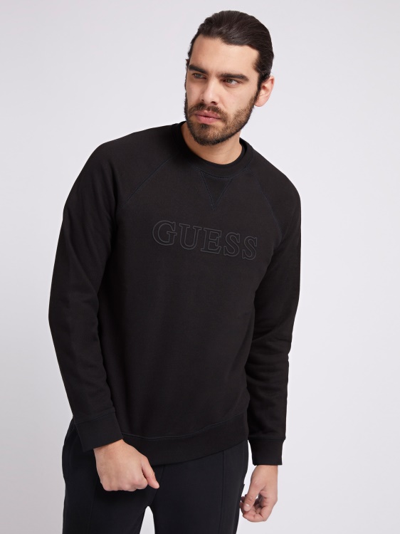 черен суичър с предно лого Guess