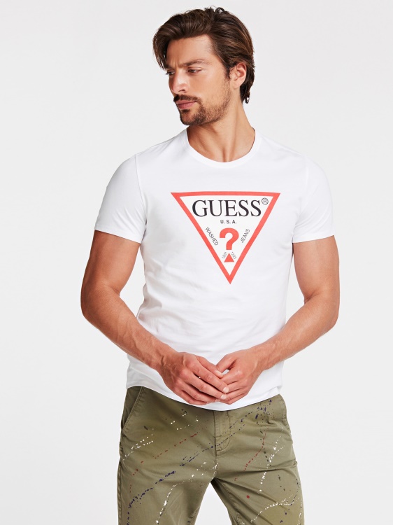 тениска с лого на Guess Triangle