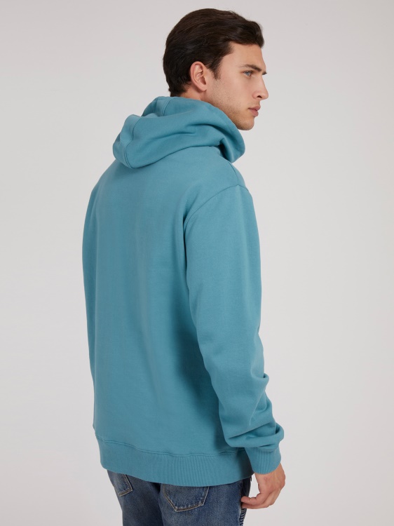 светлосин суичър с качулка с лого Guess