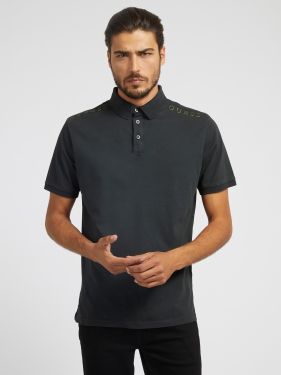 Поло тениска с кръпка с лого Guess Black