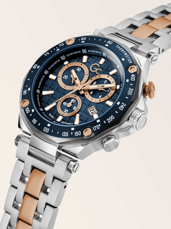 сребърен часовник Guess Gc стоманен хронограф
