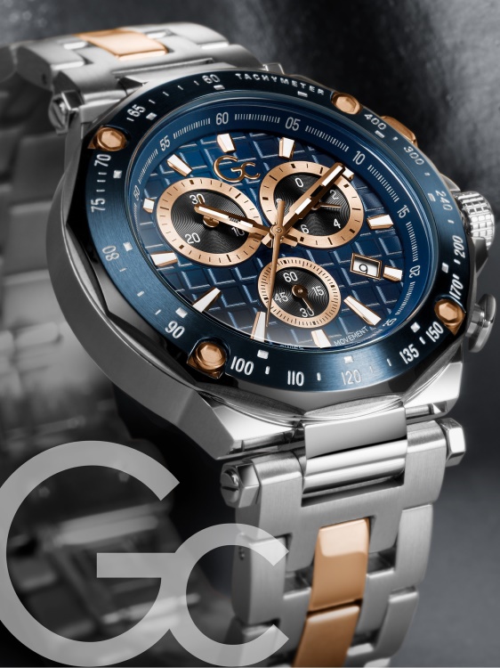 сребърен часовник Guess Gc стоманен хронограф