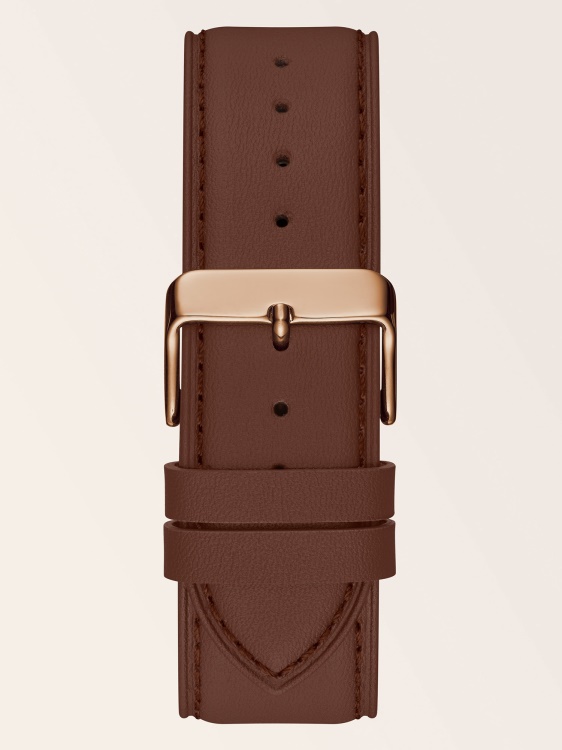 часовник от естествена кожа с функция за данни бял Guess