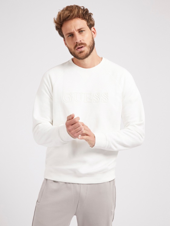 суичър с предно лого Guess бяла тенденция