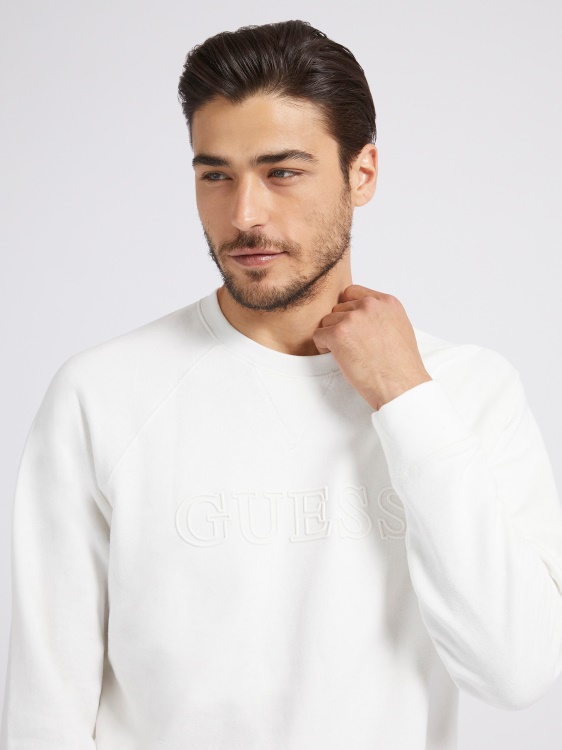 суичър с предно лого Guess бяла тенденция