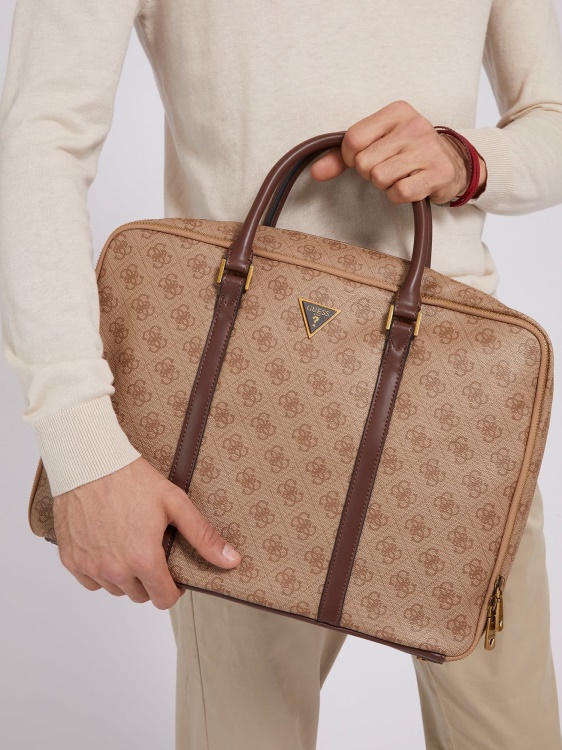 бежова чанта с лого Guess Vezzola 4g