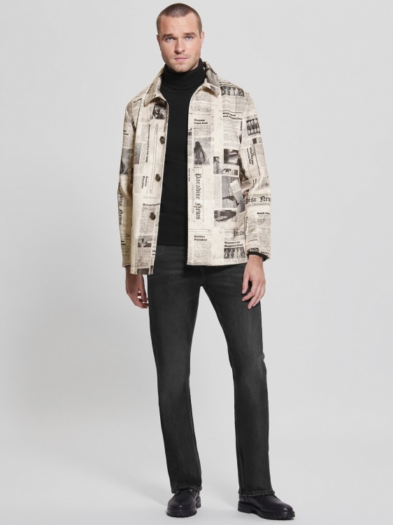 предложение многоцветен модел палто от изкуствен велур с печат на вестници