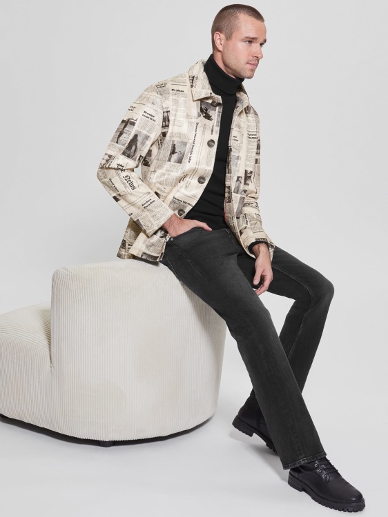 предложение многоцветен модел палто от изкуствен велур с печат на вестници