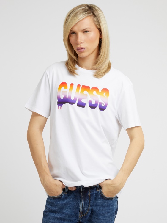 тениска Guess Trend Front Logo бяла нова тенденция