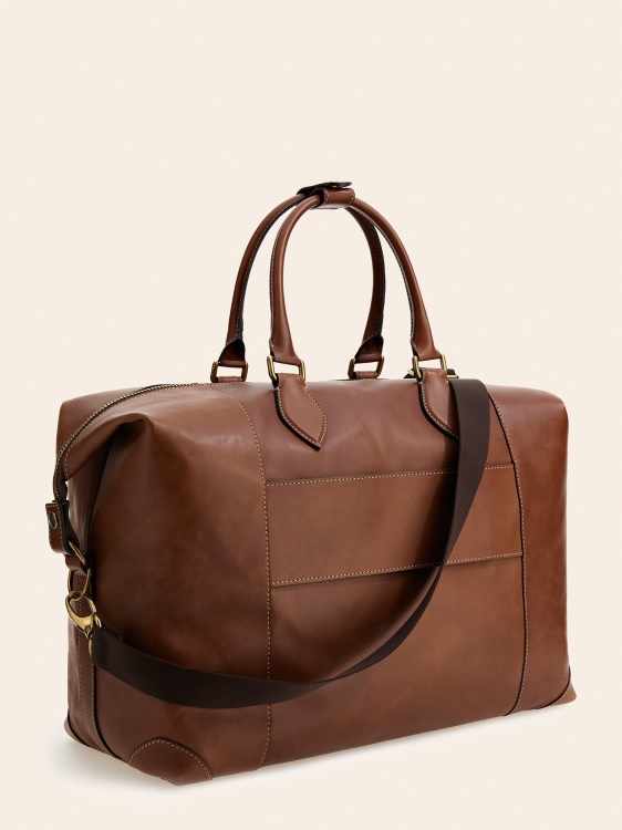 кафява голяма уикенд чанта от истинска кожа Lario Guess
