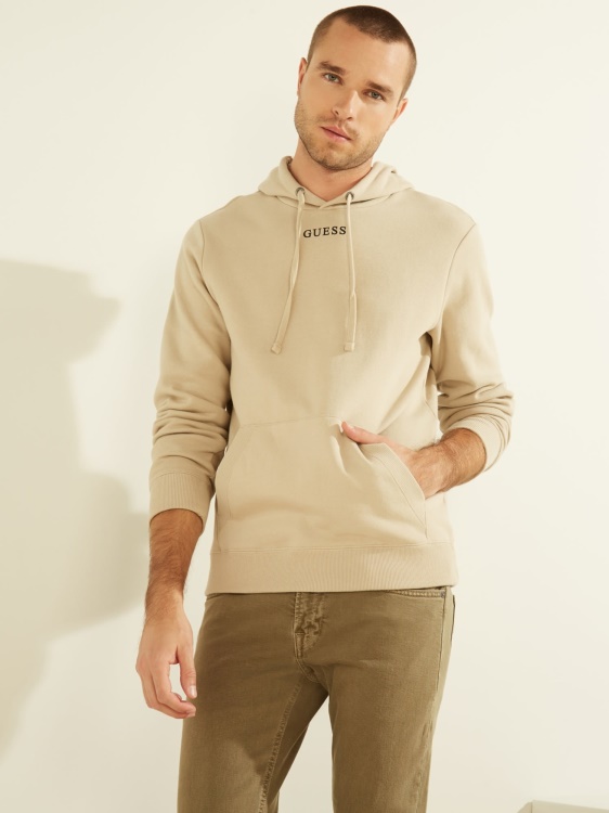 суичър с качулка с лого бежов Guess