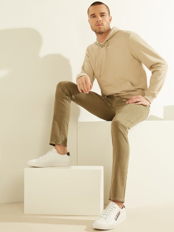 суичър с качулка с лого бежов Guess