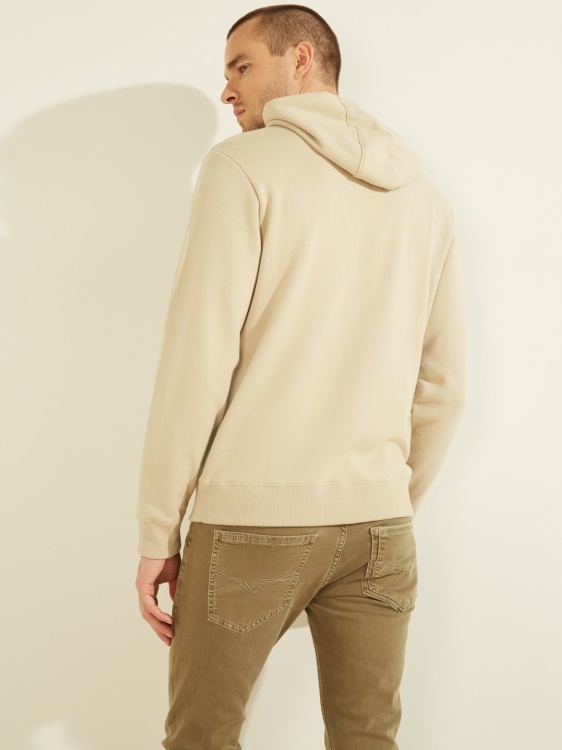 суичър с качулка с лого бежов Guess