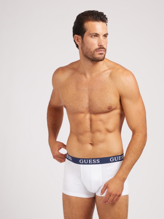 синя опаковка 3 боксерки с лента с лого Guess