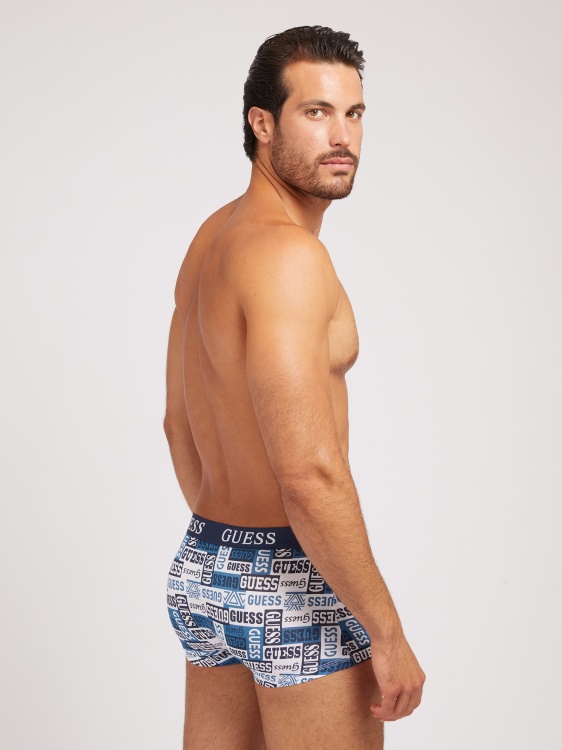 синя опаковка 3 боксерки с лента с лого Guess