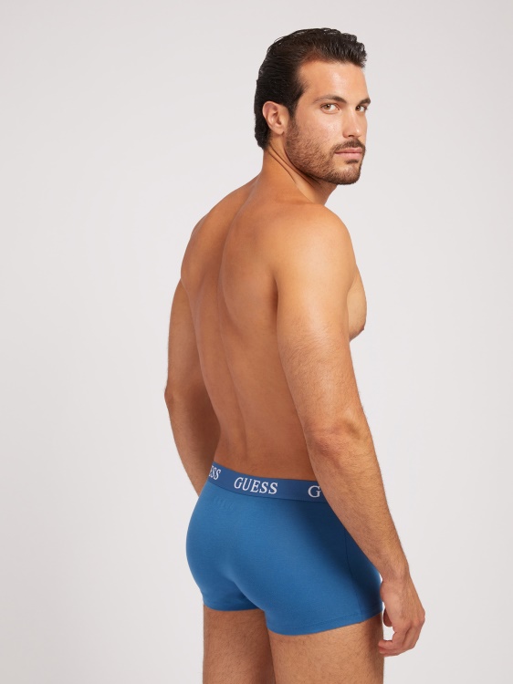 синя опаковка 3 боксерки с лента с лого Guess
