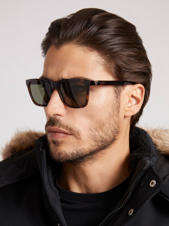 кафяви правоъгълни слънчеви очила Guess