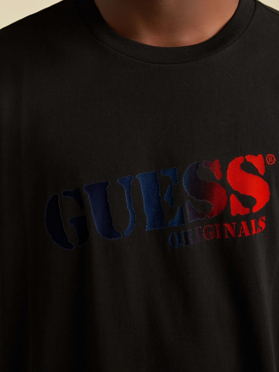 тениска с предно лого Guess черна