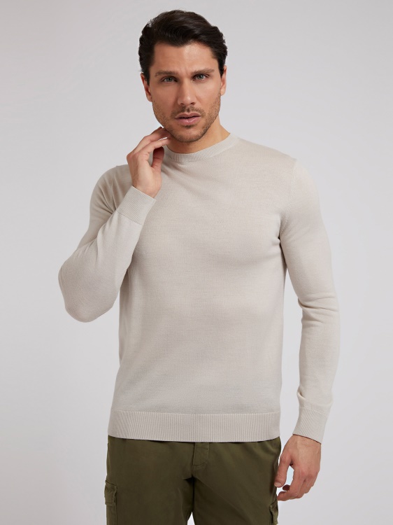 Marciano вълнен пуловер с кръгло деколте сив Guess