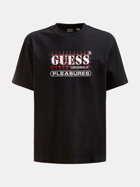 Guess Trend черна предна тениска с лого нова тенденция