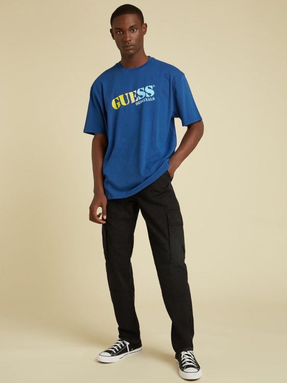 тънък панталон с карго джобове Guess Black