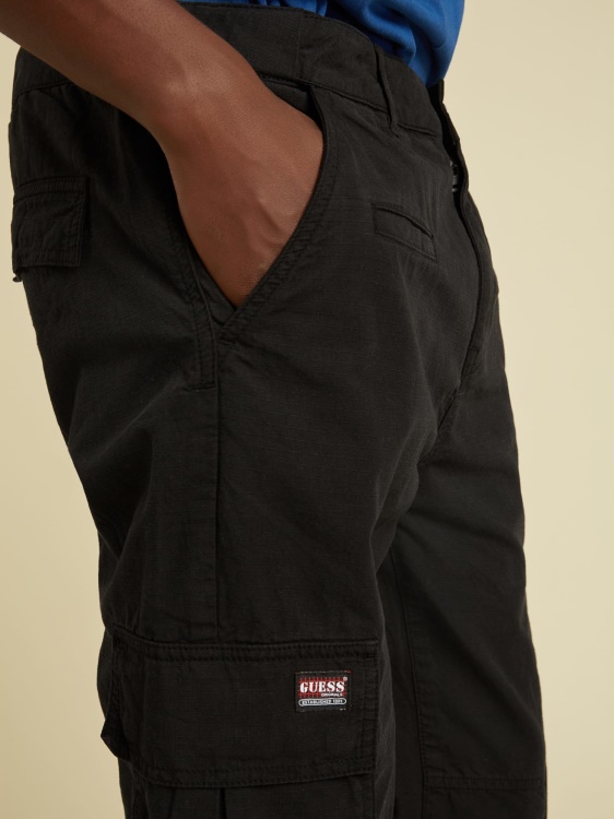 тънък панталон с карго джобове Guess Black