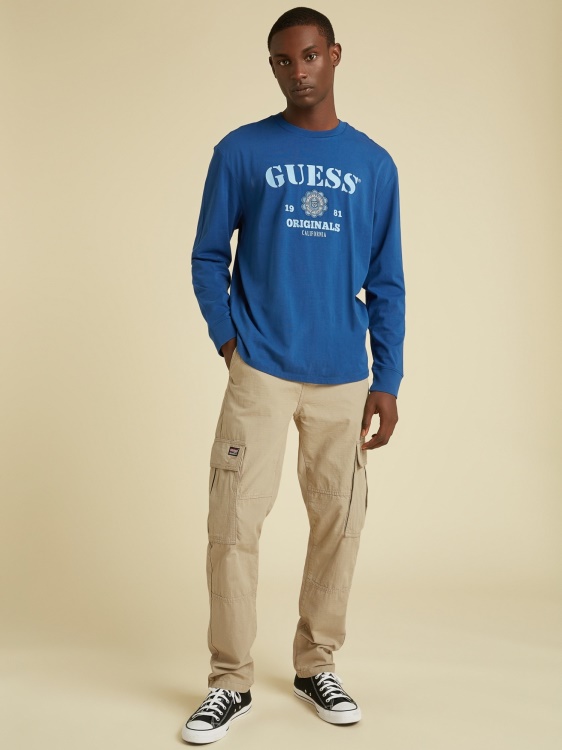 тънък панталон с джобове в карго стил Guess Cream