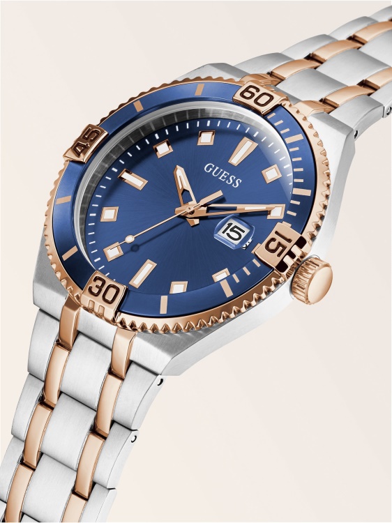 часовник с черен стоманен календар Guess