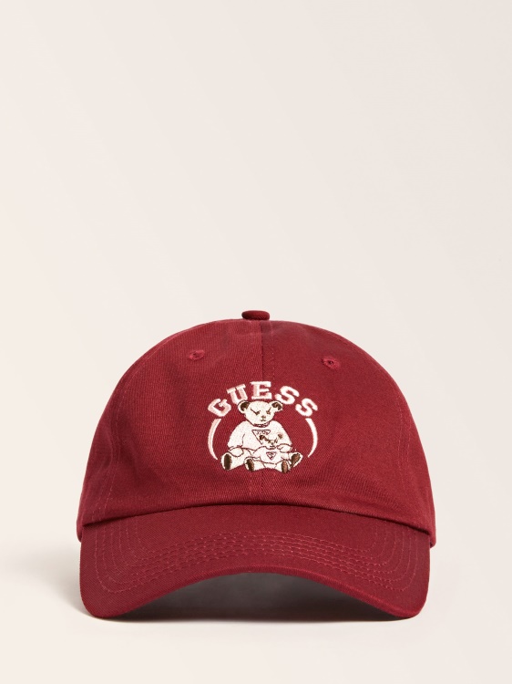 бейзболна шапка с предно лого бордо Guess