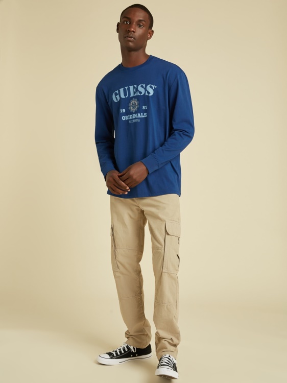 синя тениска с предно лого Guess