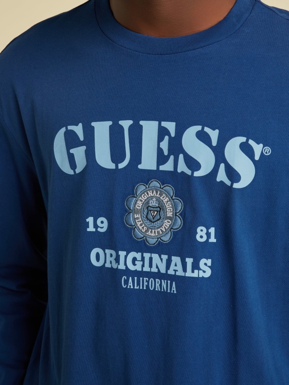 синя тениска с предно лого Guess