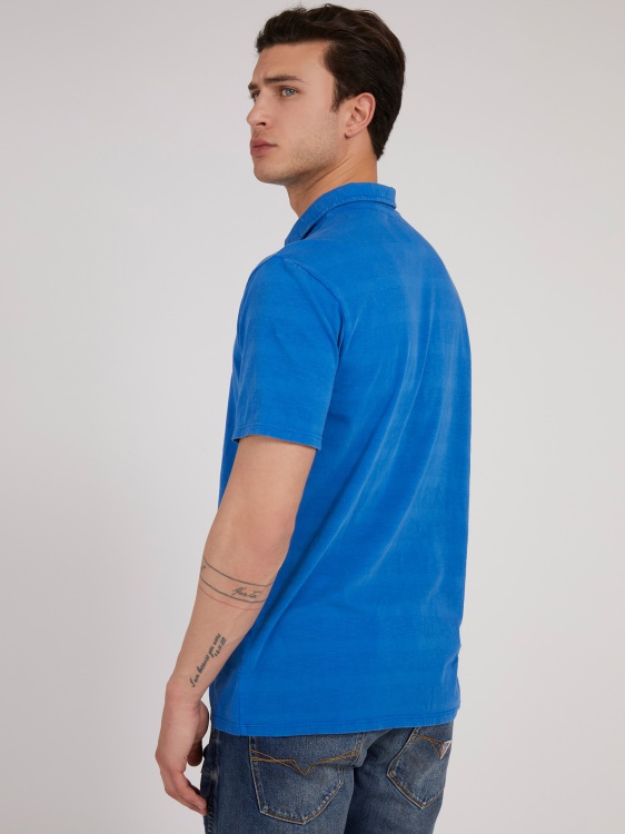 Поло тениска с лого триъгълник Guess Blue