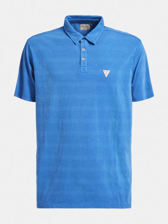 Поло тениска с лого триъгълник Guess Blue