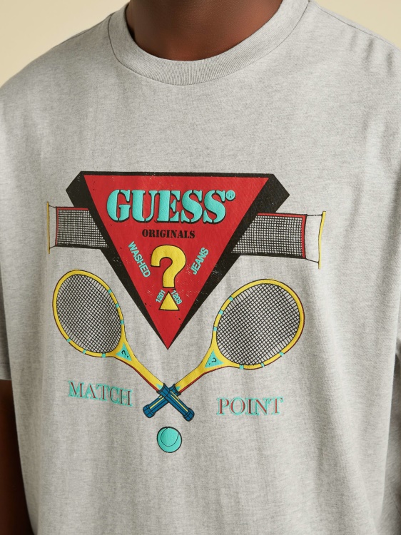 тениска с предно лого Guess сива