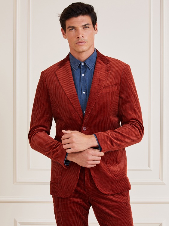 Guess Marciano сако от рипсено кадифе бордо