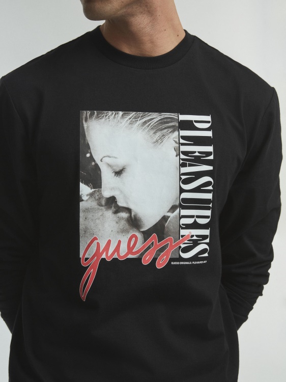 тениска добавена печат черен Guess