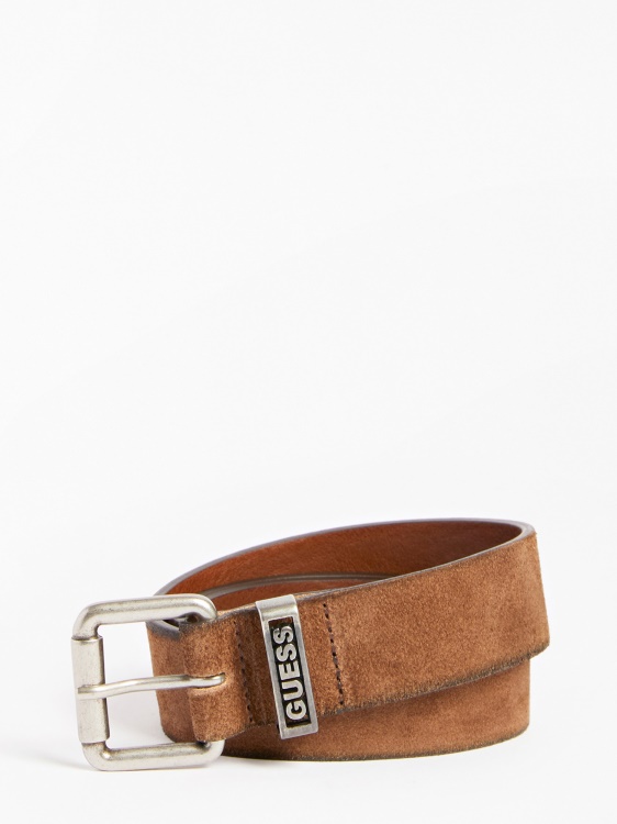 Guess кафяв колан от истински велур