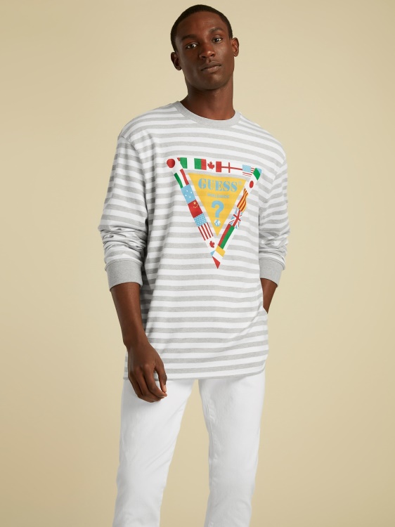 флаг лого тениска Guess сива мулти