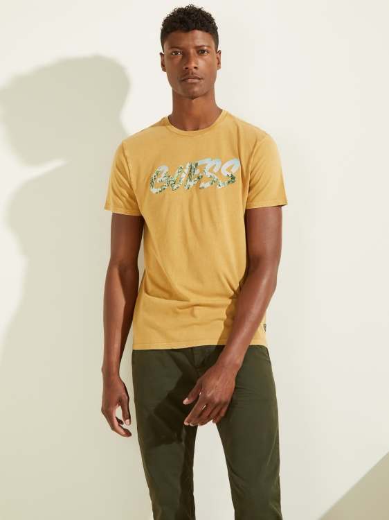 предна тениска с лого на Guess жълта