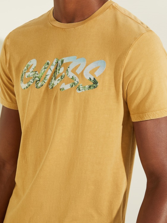 предна тениска с лого на Guess жълта