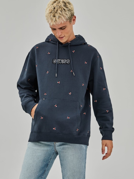 качулка с цял принт Guess Blue Multi