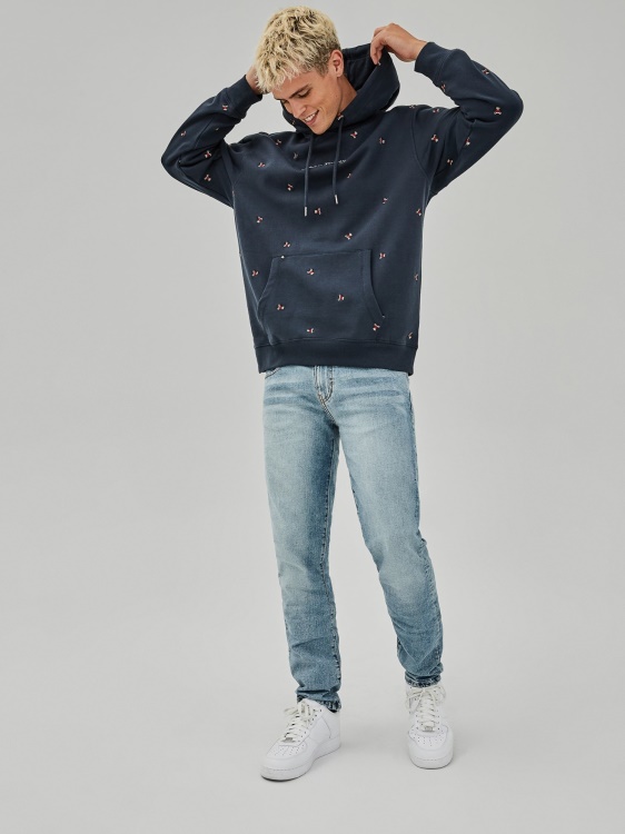 качулка с цял принт Guess Blue Multi