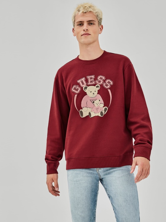 бордо суичър с предно лого Guess