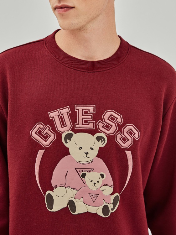 бордо суичър с предно лого Guess