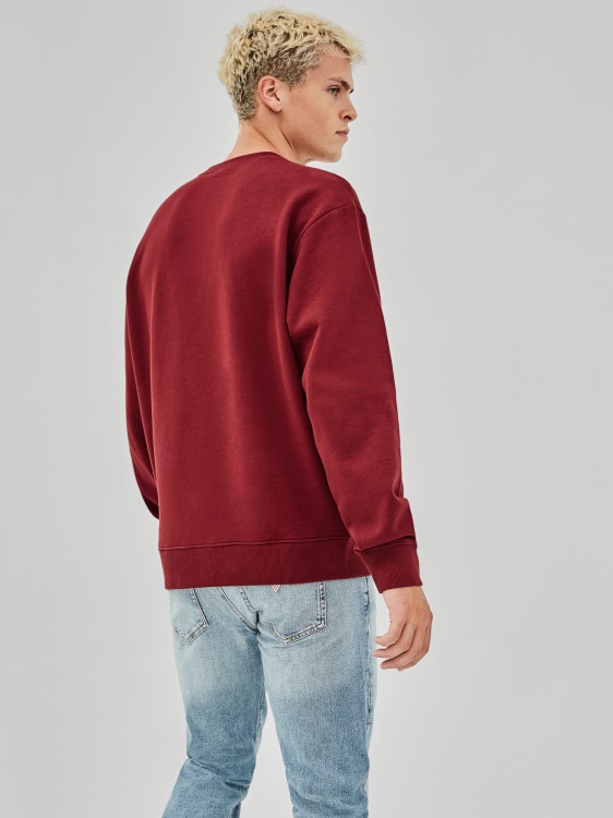 бордо суичър с предно лого Guess